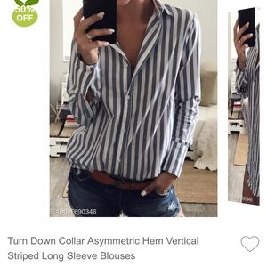 Vertical Striped Long Sleeve Blouse